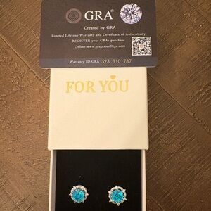 GRA Blue and Silver Stud Earrings